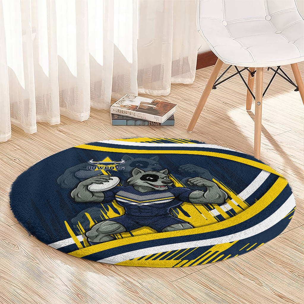 Cowboys Rugby Mascot Round Carpet Fierce Athlete Graphic in Sports Style