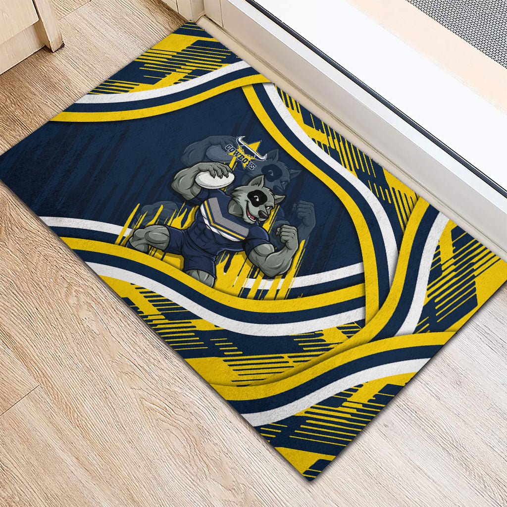 Cowboys Rugby Mascot Rubber Doormat Fierce Athlete Graphic in Sports Style