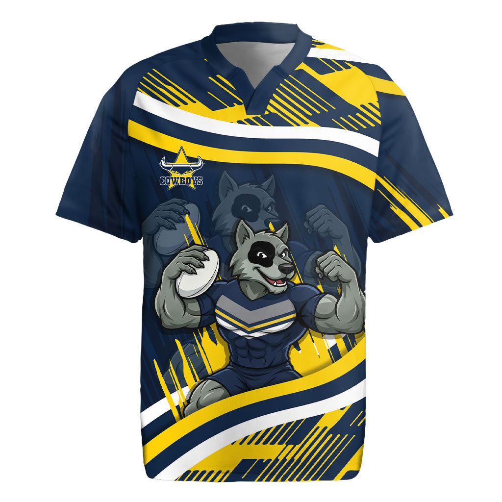 Cowboys Rugby Mascot Rugby Jersey Fierce Athlete Graphic in Sports Style