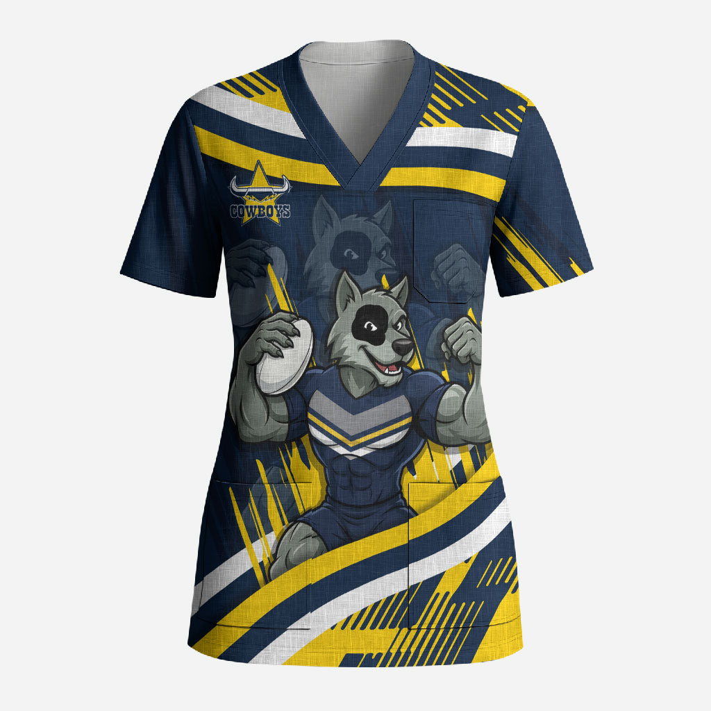 Cowboys Rugby Mascot Scrub Top Fierce Athlete Graphic in Sports Style