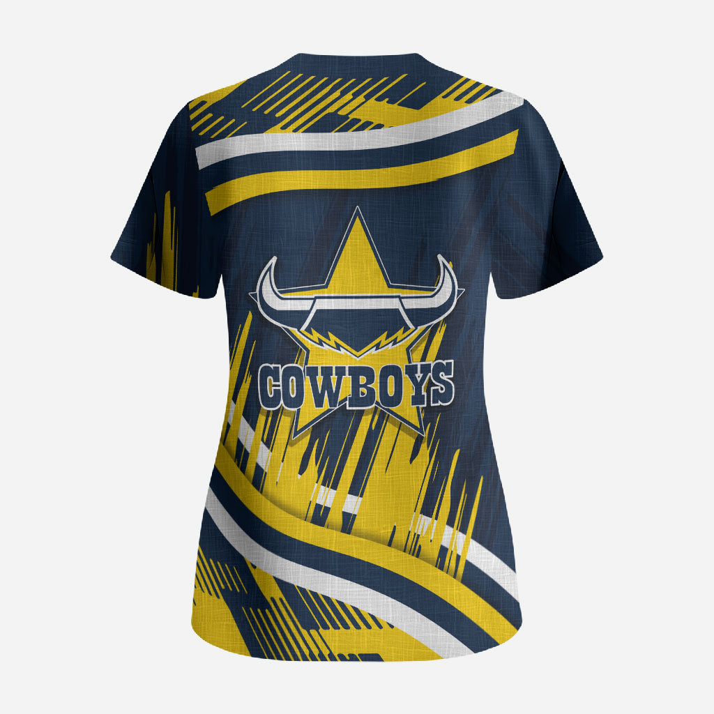 Cowboys Rugby Mascot Scrub Top Fierce Athlete Graphic in Sports Style