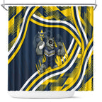 Cowboys Rugby Mascot Shower Curtain Fierce Athlete Graphic in Sports Style