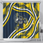 Cowboys Rugby Mascot Shower Curtain Fierce Athlete Graphic in Sports Style