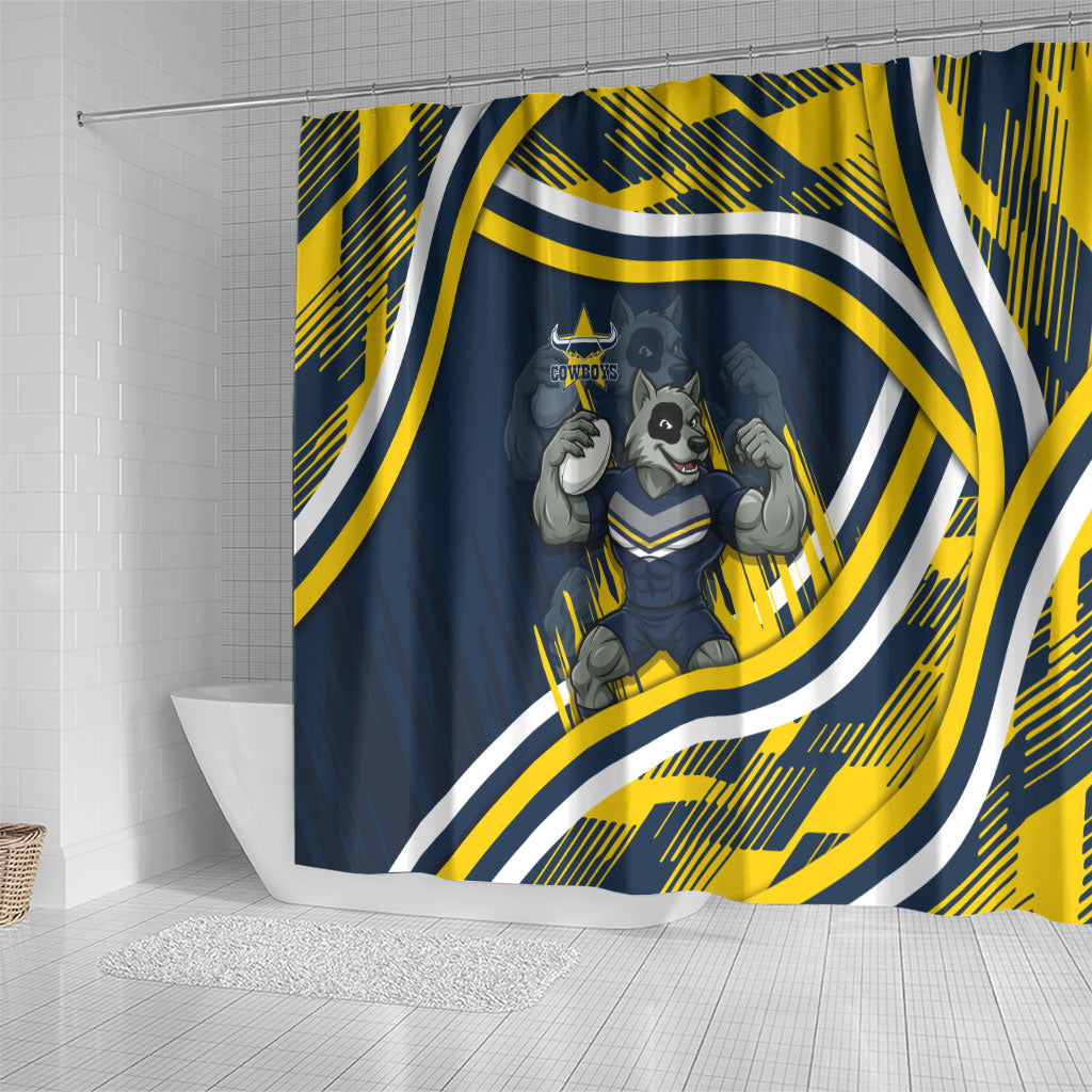 Cowboys Rugby Mascot Shower Curtain Fierce Athlete Graphic in Sports Style