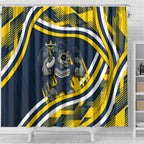 Cowboys Rugby Mascot Shower Curtain Fierce Athlete Graphic in Sports Style