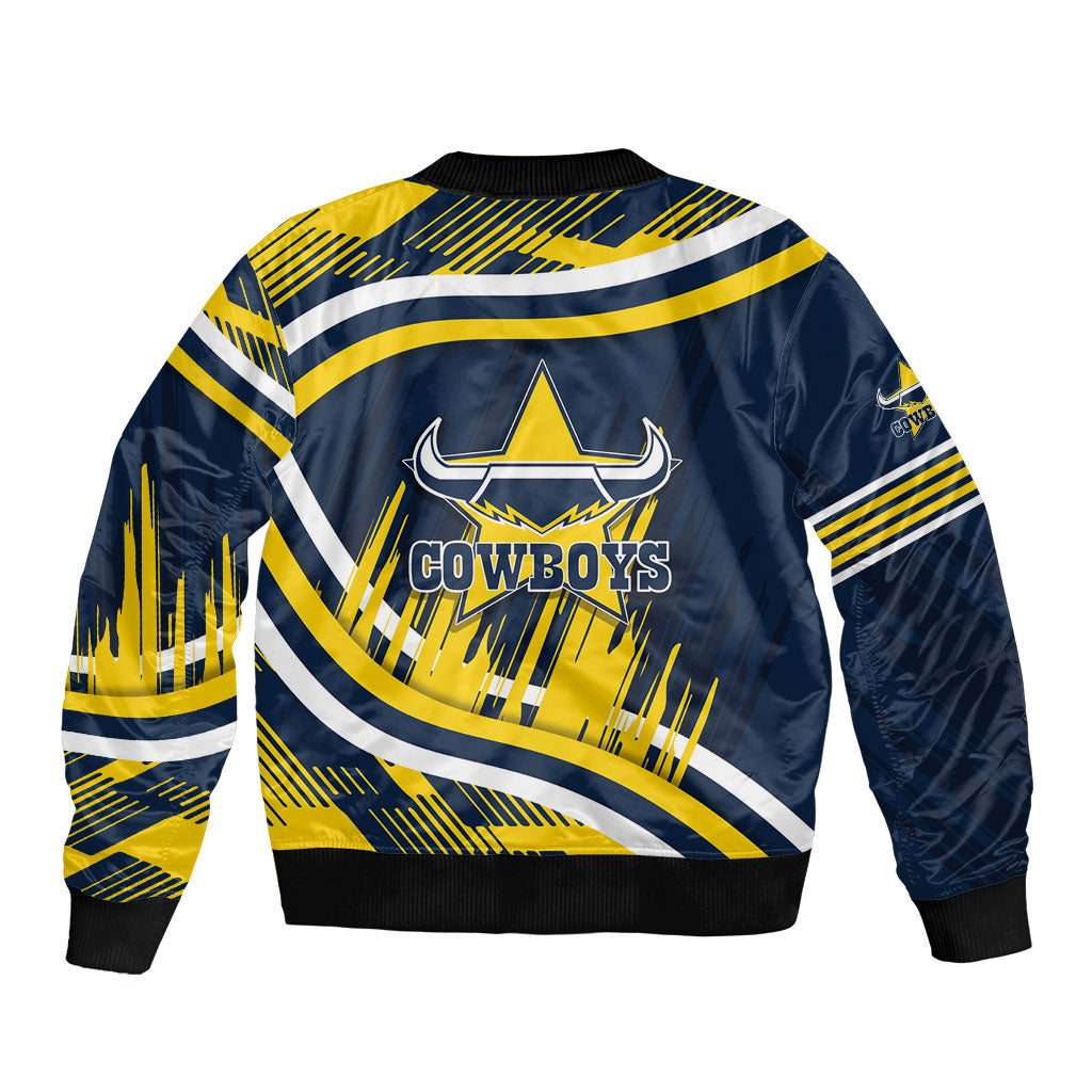 Cowboys Rugby Mascot Sleeve Zip Bomber Jacket Fierce Athlete Graphic in Sports Style