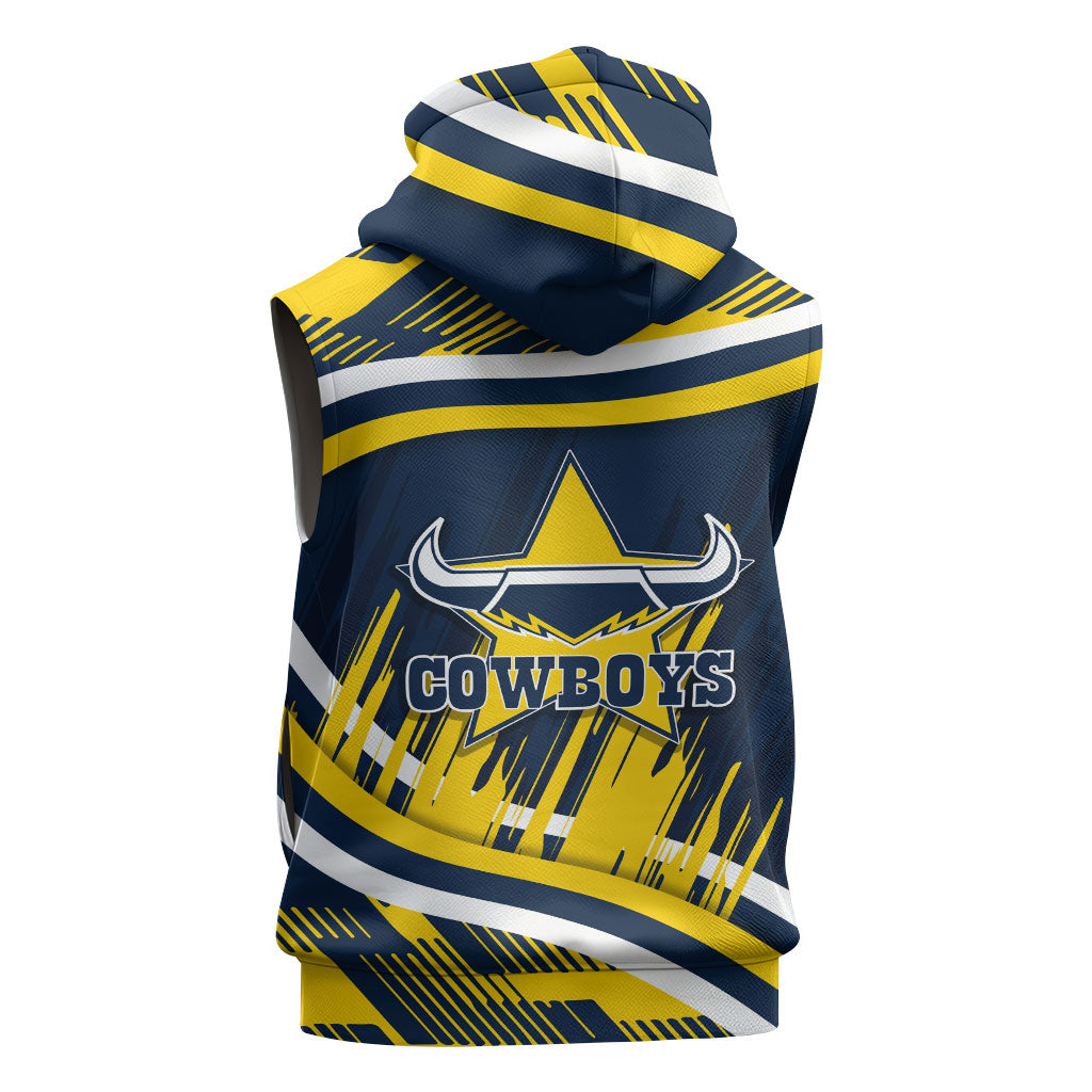 Cowboys Rugby Mascot Sleeveless Hoodie Fierce Athlete Graphic in Sports Style