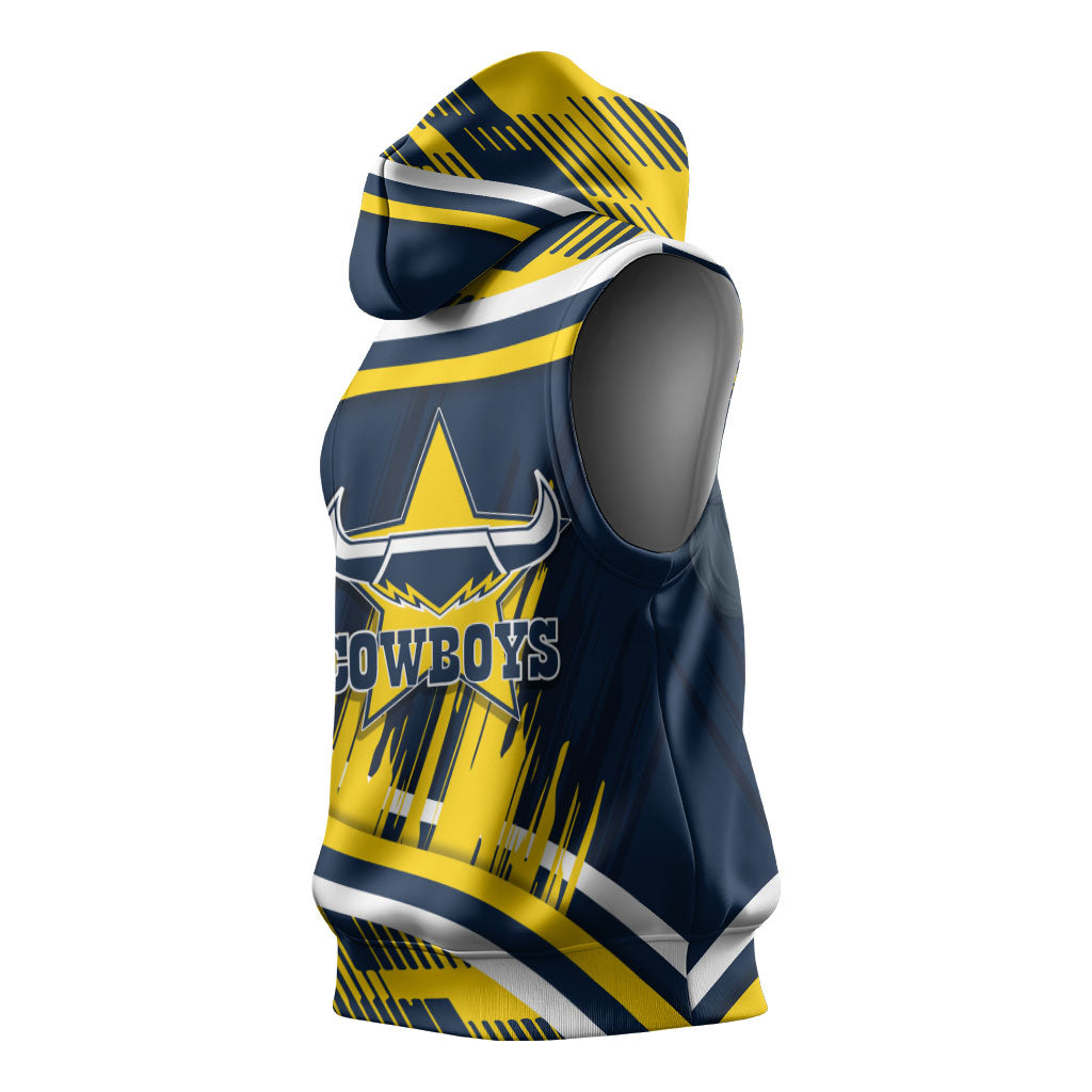 Cowboys Rugby Mascot Sleeveless Hoodie Fierce Athlete Graphic in Sports Style