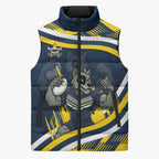Cowboys Rugby Mascot Sleeveless Puffer Jacket Fierce Athlete Graphic in Sports Style