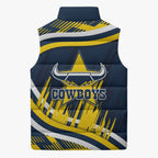 Cowboys Rugby Mascot Sleeveless Puffer Jacket Fierce Athlete Graphic in Sports Style