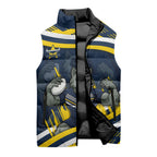 Cowboys Rugby Mascot Sleeveless Puffer Jacket Fierce Athlete Graphic in Sports Style