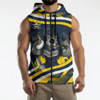 Cowboys Rugby Mascot Sleeveless Zip Hoodie Fierce Athlete Graphic in Sports Style