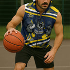 Cowboys Rugby Mascot Sleeveless Zip Hoodie Fierce Athlete Graphic in Sports Style