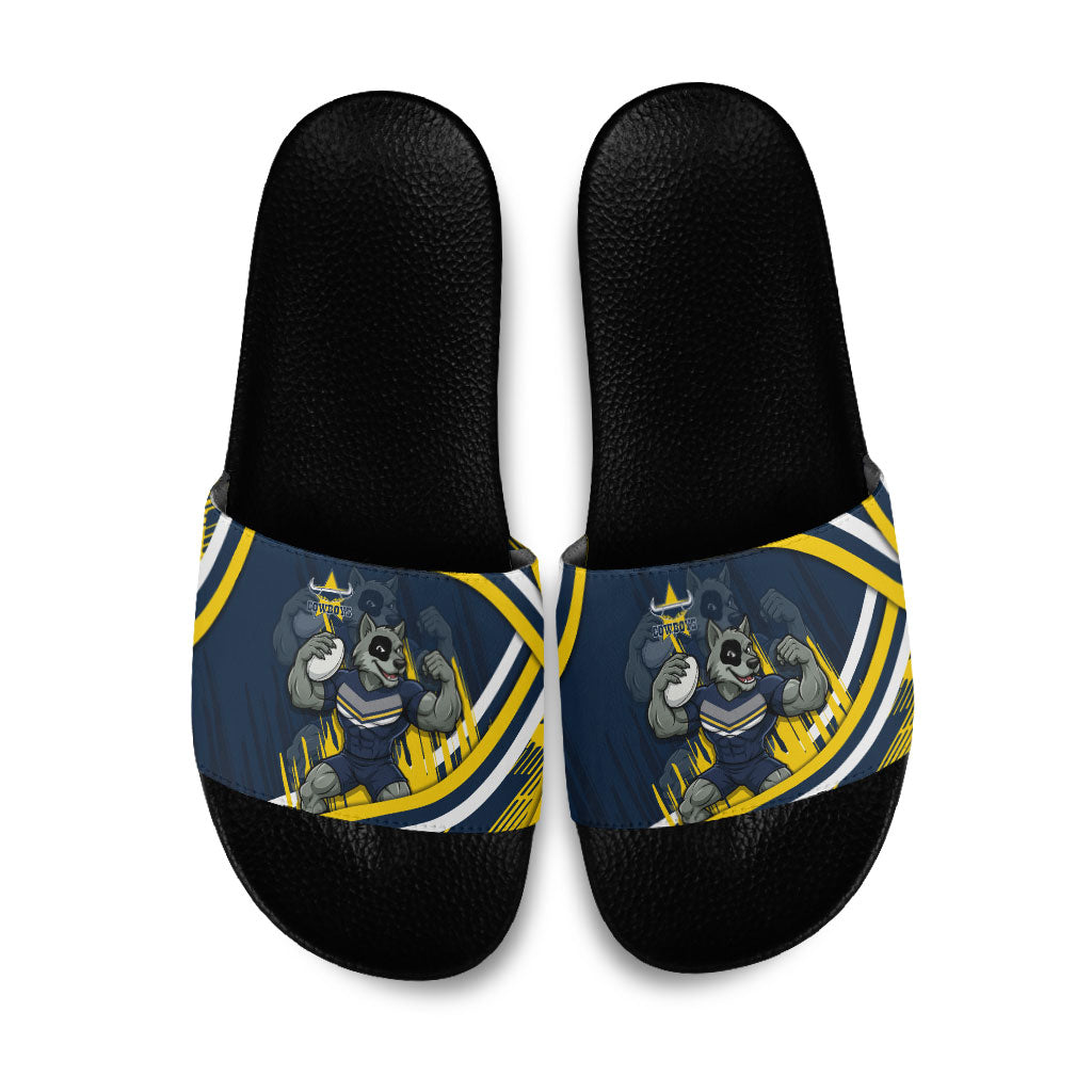 Cowboys Rugby Mascot Slide Sandals Fierce Athlete Graphic in Sports Style
