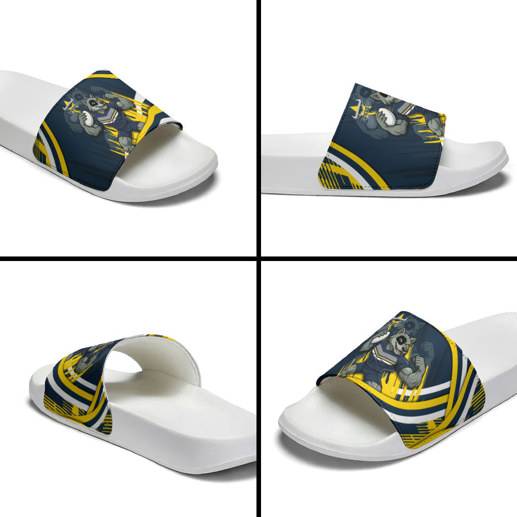 Cowboys Rugby Mascot Slide Sandals Fierce Athlete Graphic in Sports Style