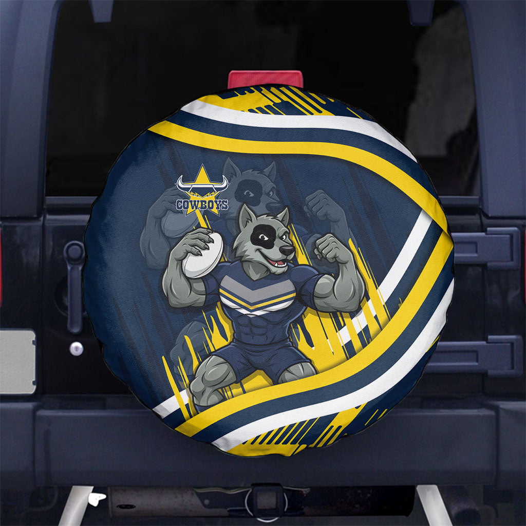 Cowboys Rugby Mascot Spare Tire Cover Fierce Athlete Graphic in Sports Style
