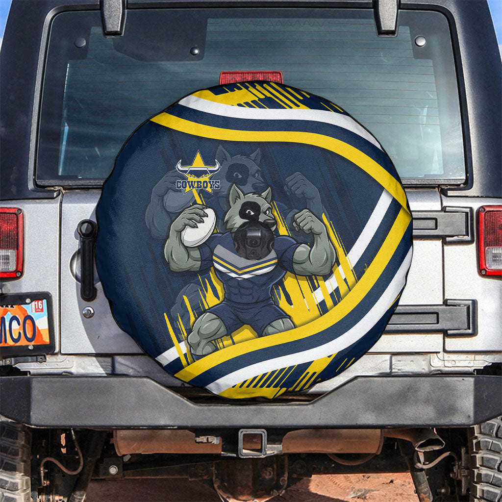 Cowboys Rugby Mascot Spare Tire Cover Fierce Athlete Graphic in Sports Style