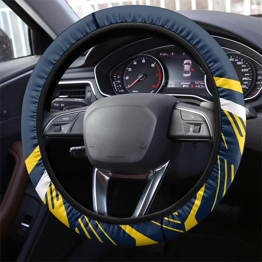 Cowboys Rugby Mascot Steering Wheel Cover Fierce Athlete Graphic in Sports Style