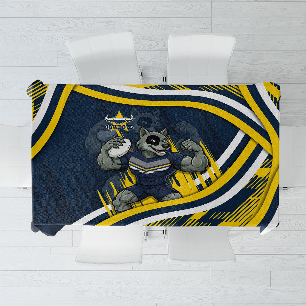 Cowboys Rugby Mascot Tablecloth Fierce Athlete Graphic in Sports Style