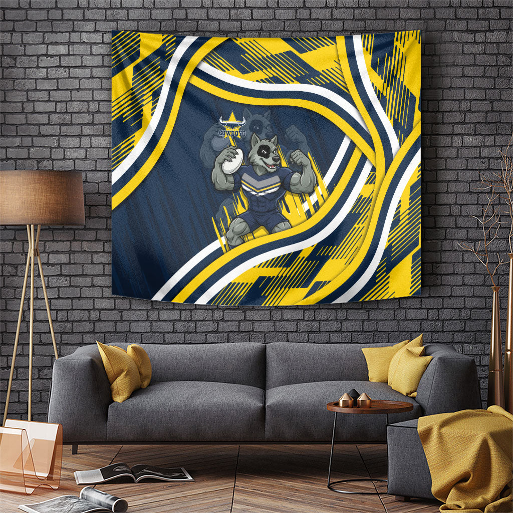 Cowboys Rugby Mascot Tapestry Fierce Athlete Graphic in Sports Style