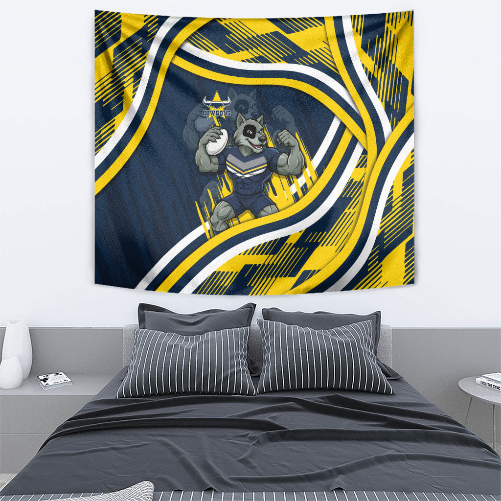 Cowboys Rugby Mascot Tapestry Fierce Athlete Graphic in Sports Style