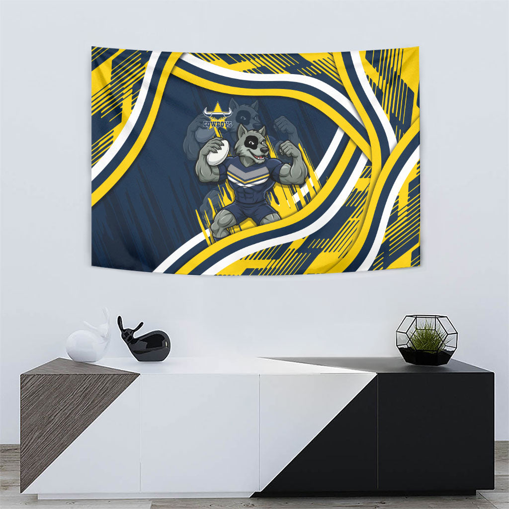 Cowboys Rugby Mascot Tapestry Fierce Athlete Graphic in Sports Style