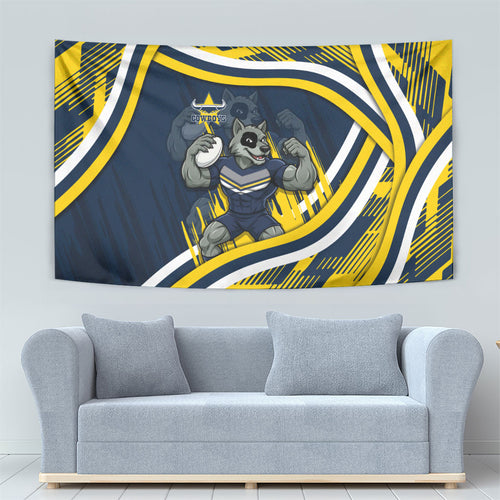 Cowboys Rugby Mascot Tapestry Fierce Athlete Graphic in Sports Style