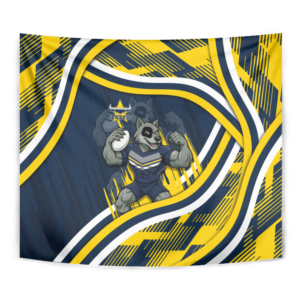Cowboys Rugby Mascot Tapestry Fierce Athlete Graphic in Sports Style