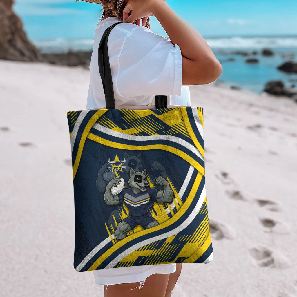 Cowboys Rugby Mascot Tote Bag Fierce Athlete Graphic in Sports Style