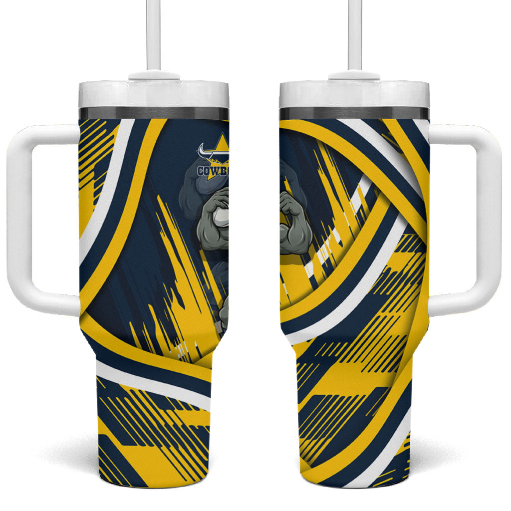 Cowboys Rugby Mascot Tumbler With Handle Fierce Athlete Graphic in Sports Style