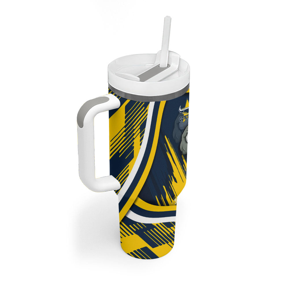 Cowboys Rugby Mascot Tumbler With Handle Fierce Athlete Graphic in Sports Style