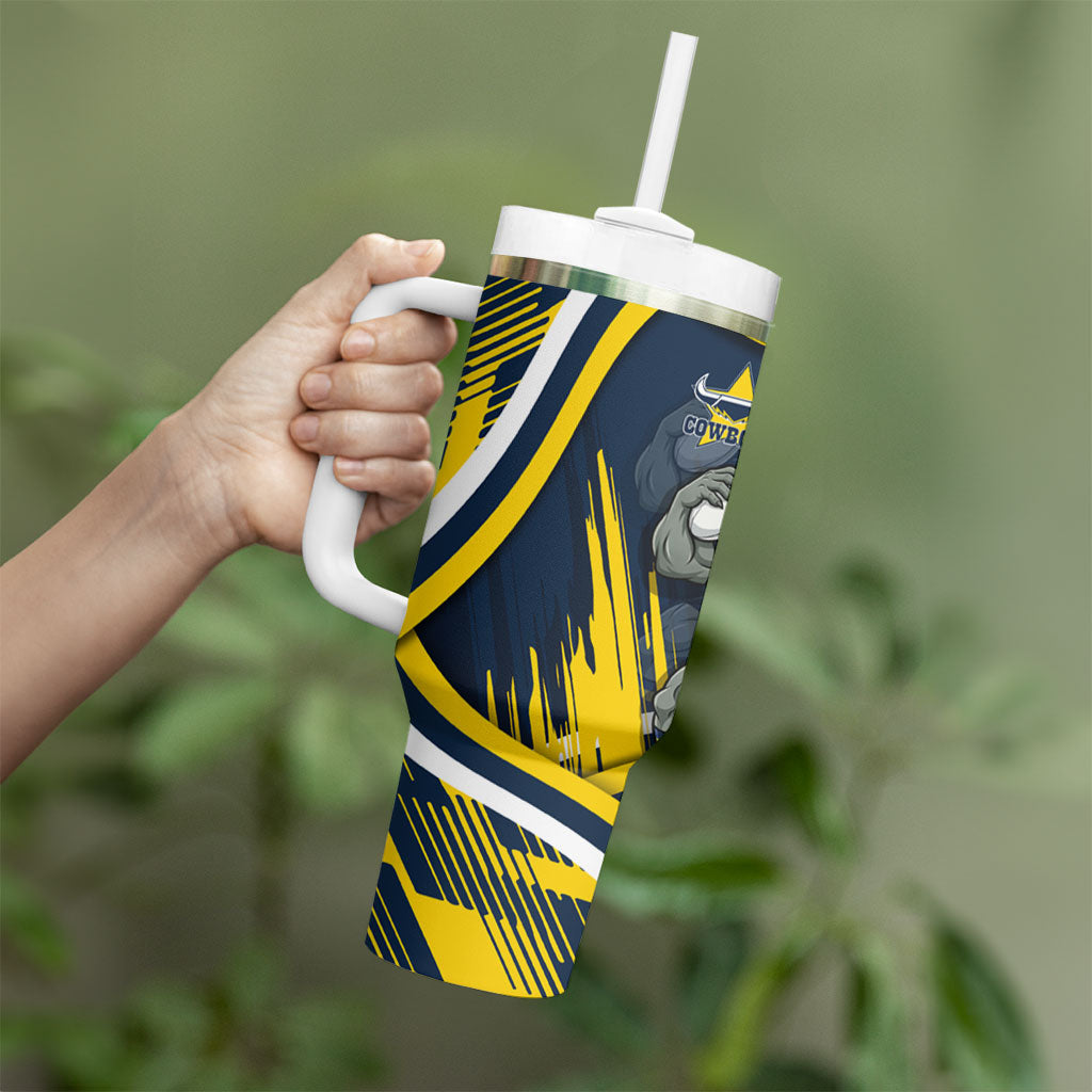 Cowboys Rugby Mascot Tumbler With Handle Fierce Athlete Graphic in Sports Style