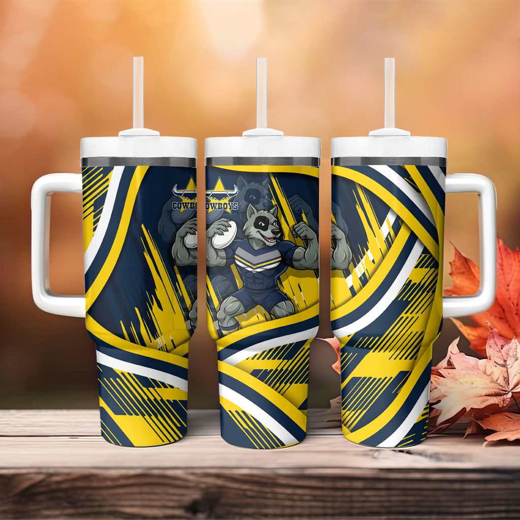 Cowboys Rugby Mascot Tumbler With Handle Fierce Athlete Graphic in Sports Style