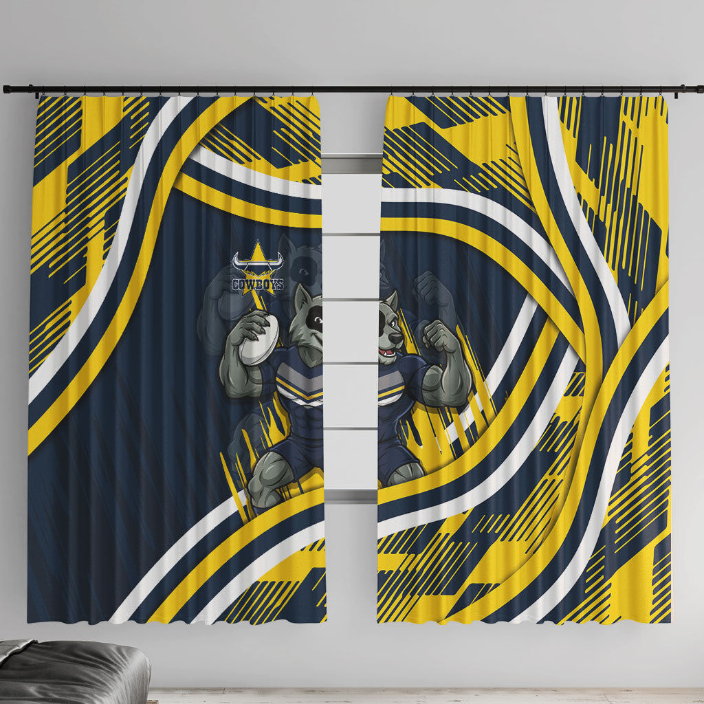 Cowboys Rugby Mascot Window Curtain Fierce Athlete Graphic in Sports Style