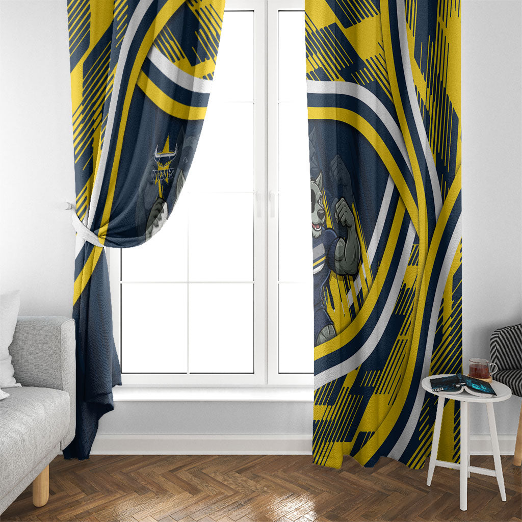 Cowboys Rugby Mascot Window Curtain Fierce Athlete Graphic in Sports Style