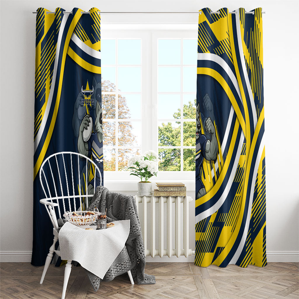 Cowboys Rugby Mascot Window Curtain Fierce Athlete Graphic in Sports Style