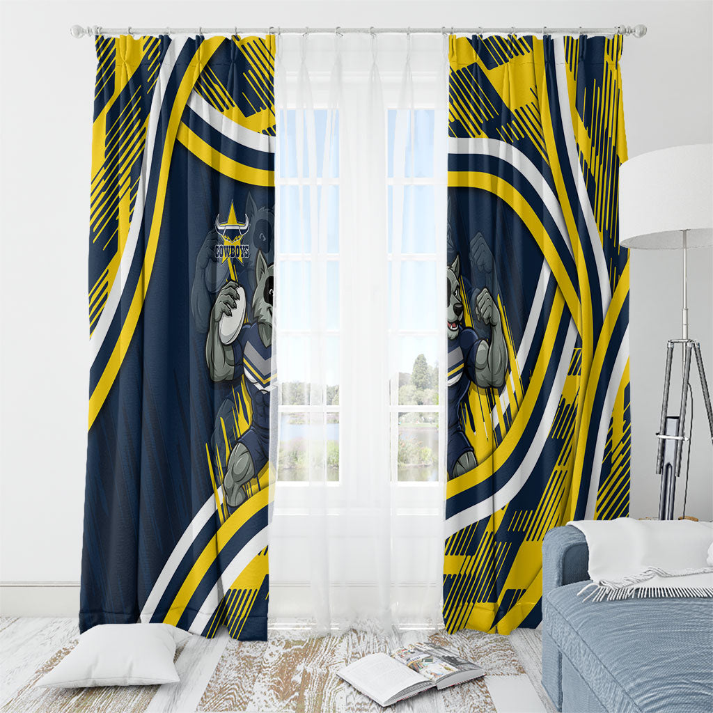 Cowboys Rugby Mascot Window Curtain Fierce Athlete Graphic in Sports Style