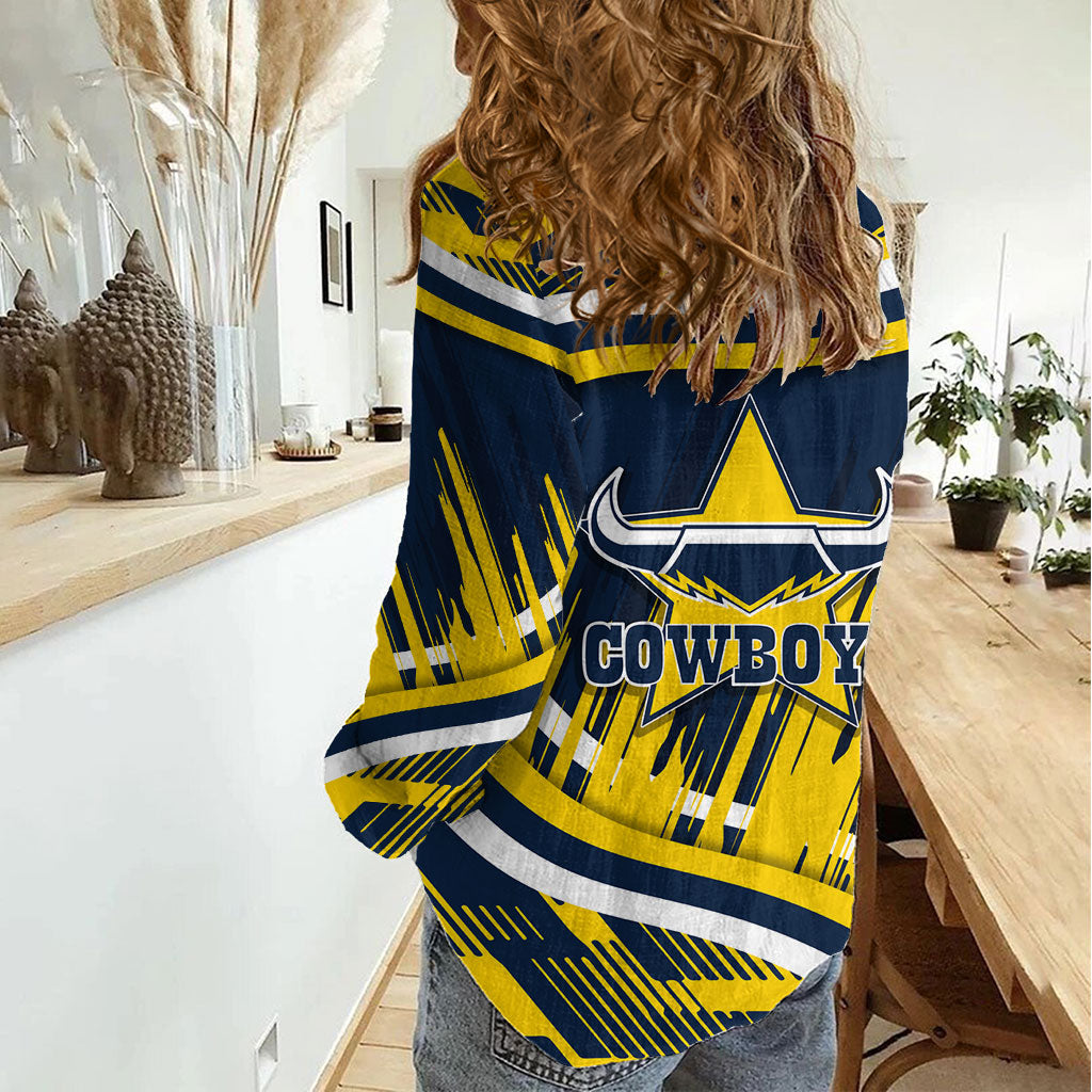 Cowboys Rugby Mascot Women Casual Shirt Fierce Athlete Graphic in Sports Style