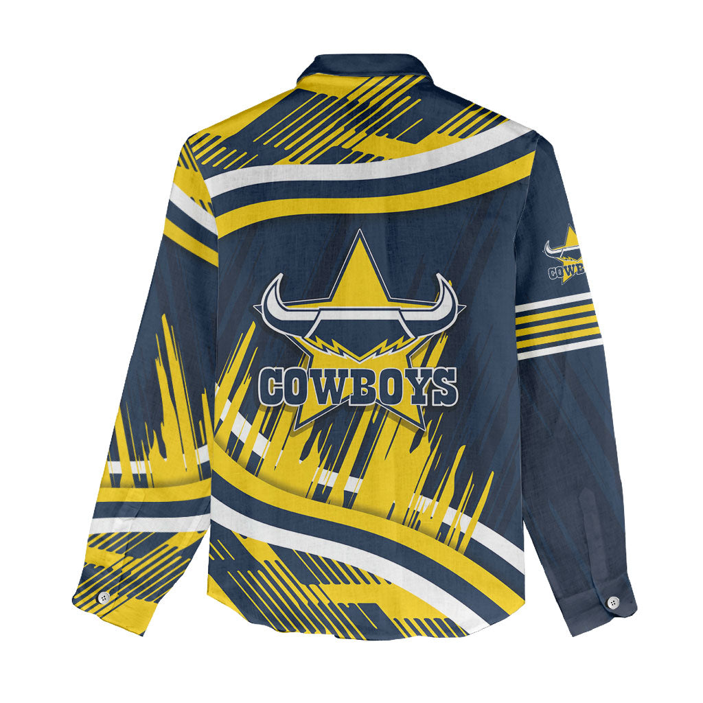 Cowboys Rugby Mascot Women Casual Shirt Fierce Athlete Graphic in Sports Style