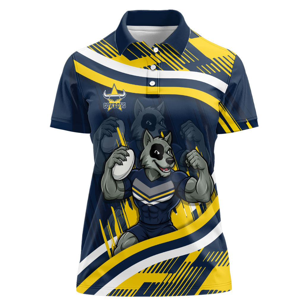 Cowboys Rugby Mascot Women Polo Shirt Fierce Athlete Graphic in Sports Style