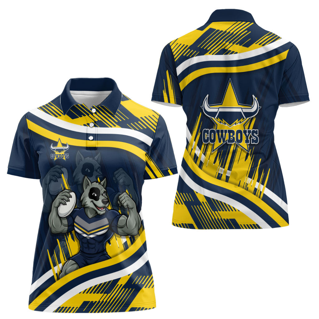Cowboys Rugby Mascot Women Polo Shirt Fierce Athlete Graphic in Sports Style