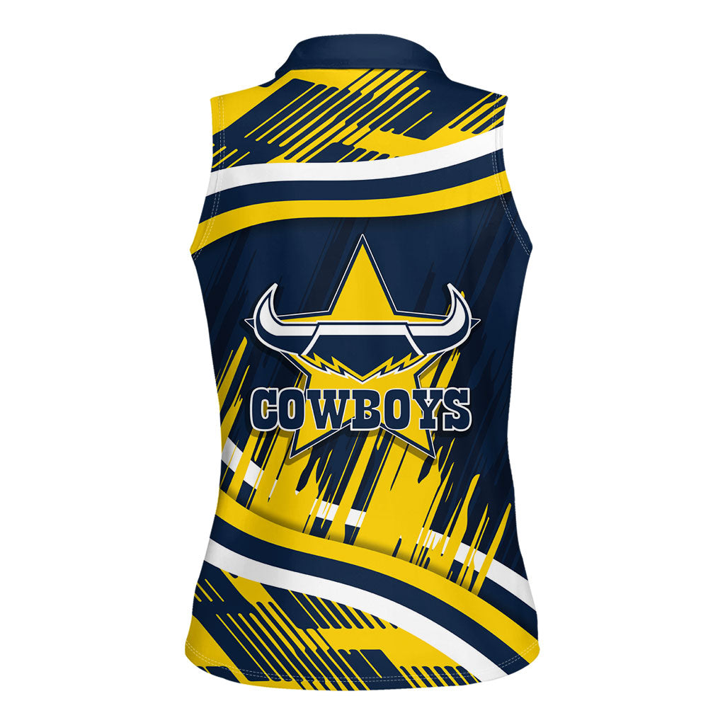 Cowboys Rugby Mascot Women Sleeveless Polo Shirt Fierce Athlete Graphic in Sports Style