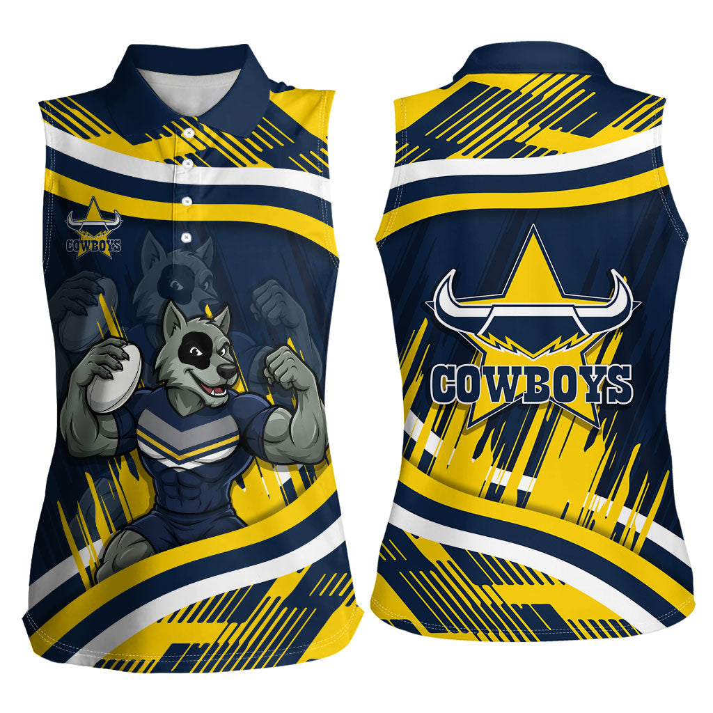 Cowboys Rugby Mascot Women Sleeveless Polo Shirt Fierce Athlete Graphic in Sports Style