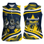 Cowboys Rugby Mascot Women Sleeveless Polo Shirt Fierce Athlete Graphic in Sports Style