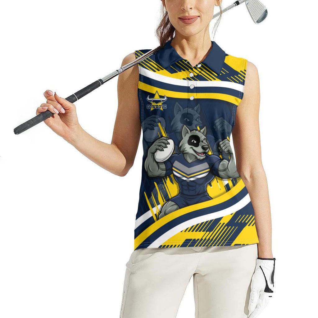 Cowboys Rugby Mascot Women Sleeveless Polo Shirt Fierce Athlete Graphic in Sports Style