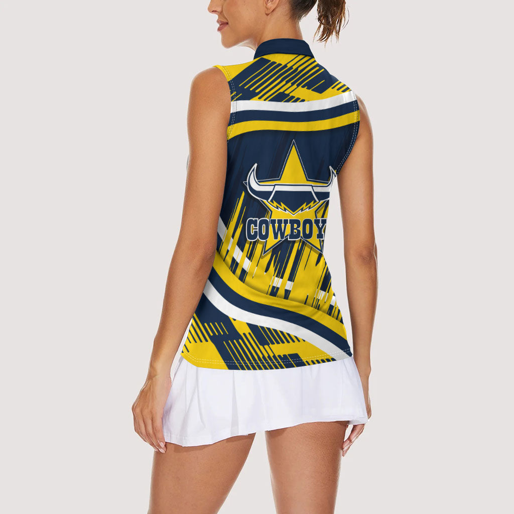 Cowboys Rugby Mascot Women Sleeveless Polo Shirt Fierce Athlete Graphic in Sports Style