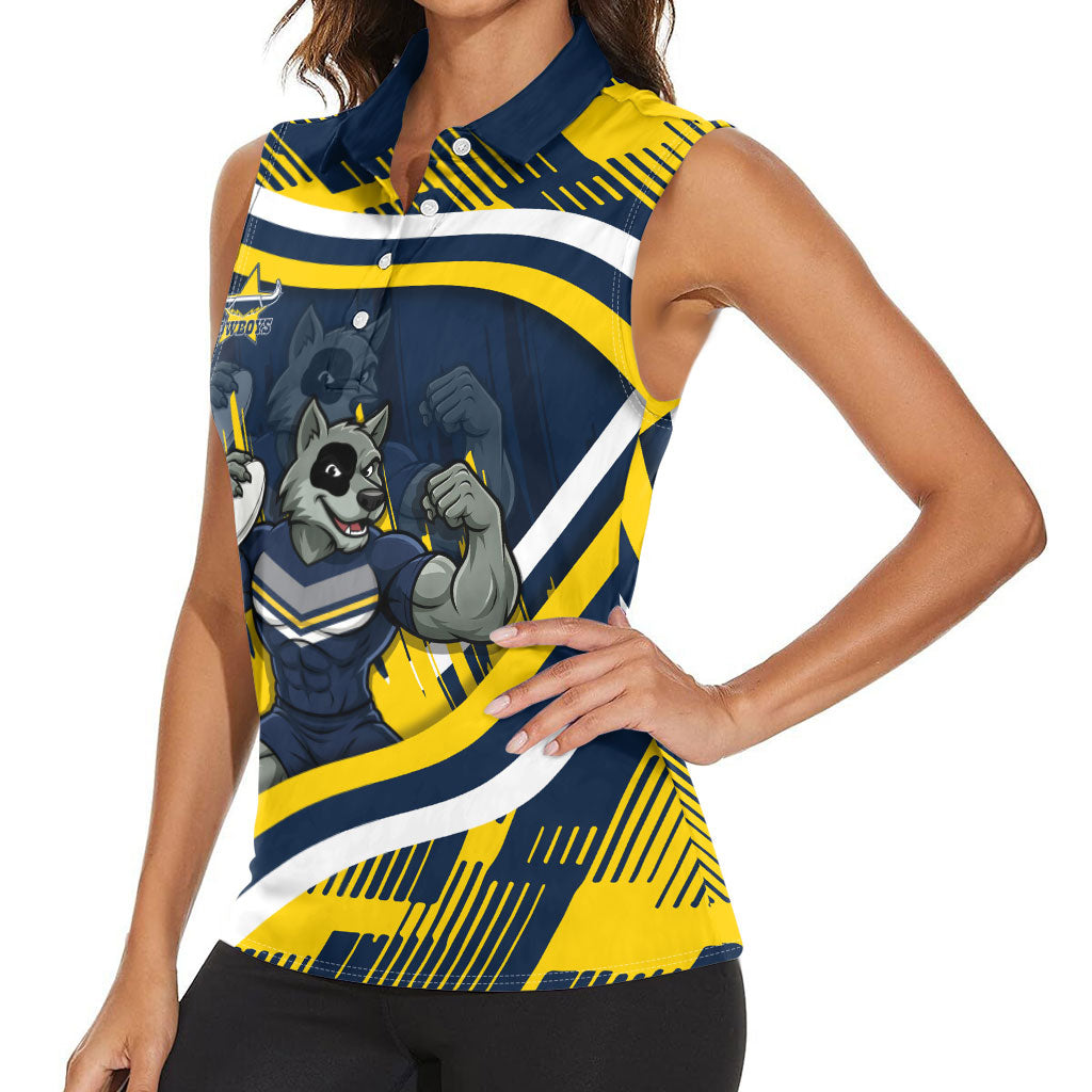 Cowboys Rugby Mascot Women Sleeveless Polo Shirt Fierce Athlete Graphic in Sports Style