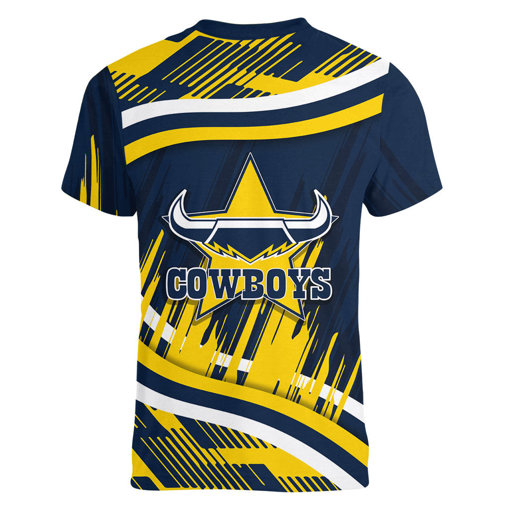Cowboys Rugby Mascot Women V-Neck T-Shirt Fierce Athlete Graphic in Sports Style