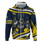 Cowboys Rugby Mascot Zip Hoodie Fierce Athlete Graphic in Sports Style