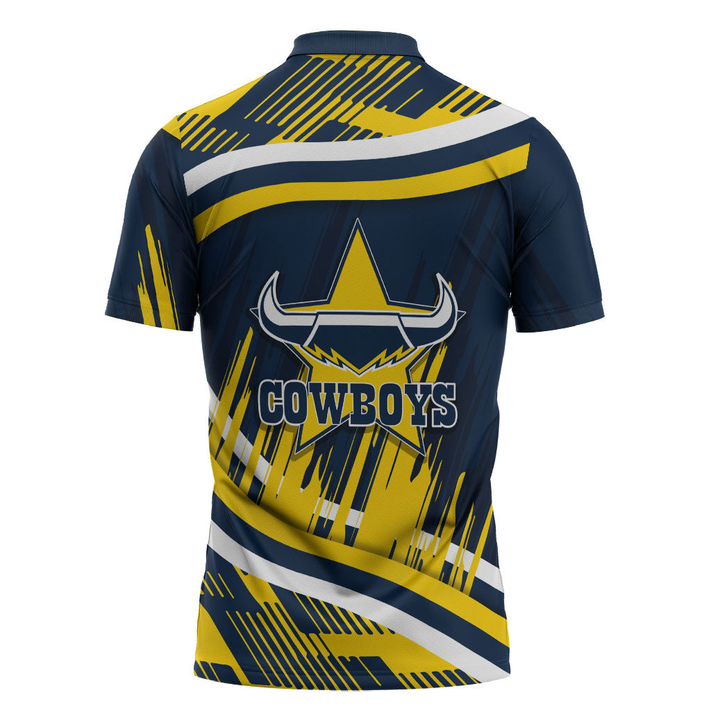 Cowboys Rugby Mascot Zipper Polo Shirt Fierce Athlete Graphic in Sports Style